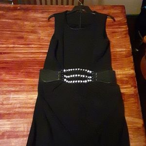 Black dress with diamond belt